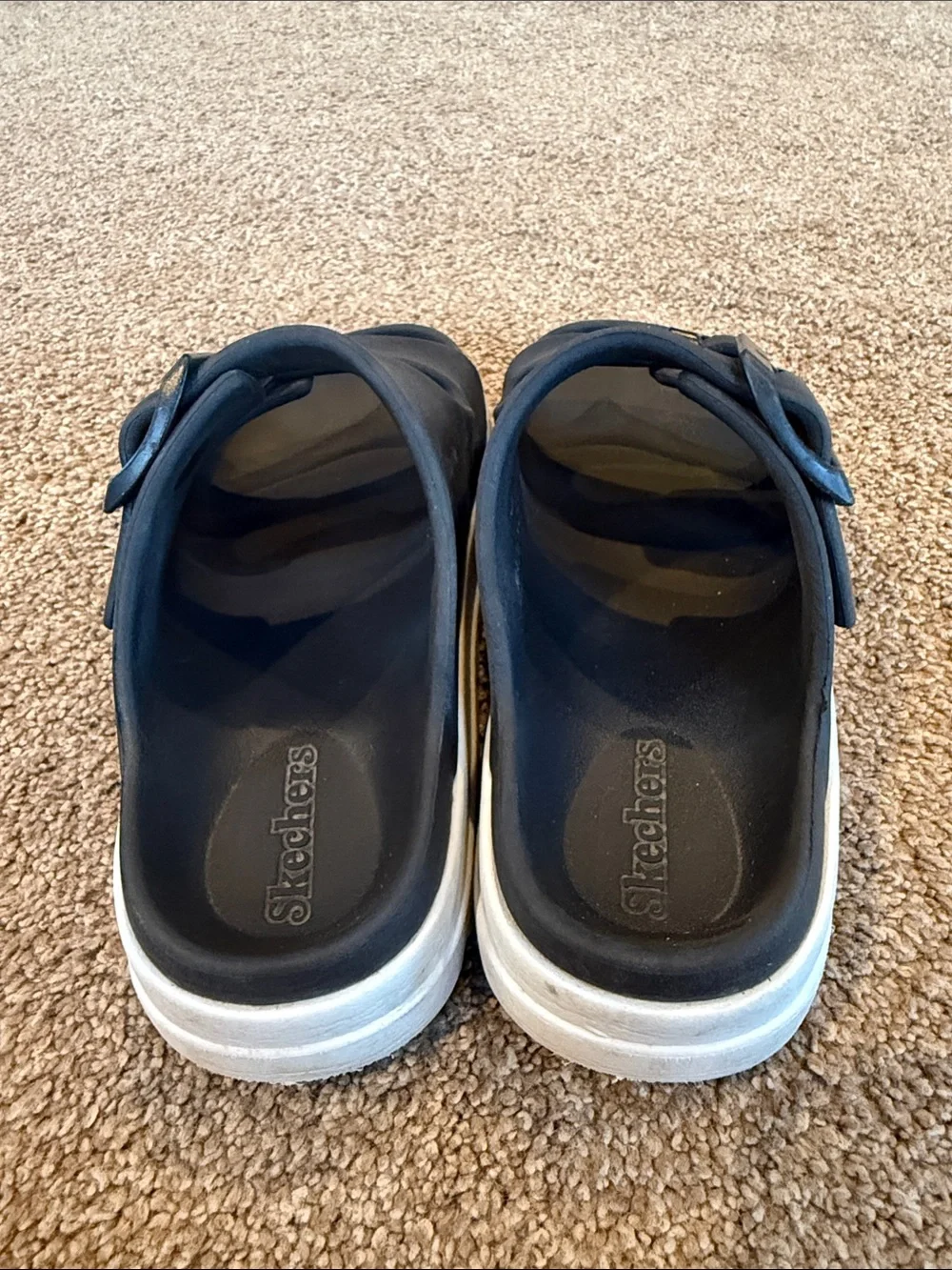 Skechers | Cali Buckle Slide Sandals with White Platform Sole